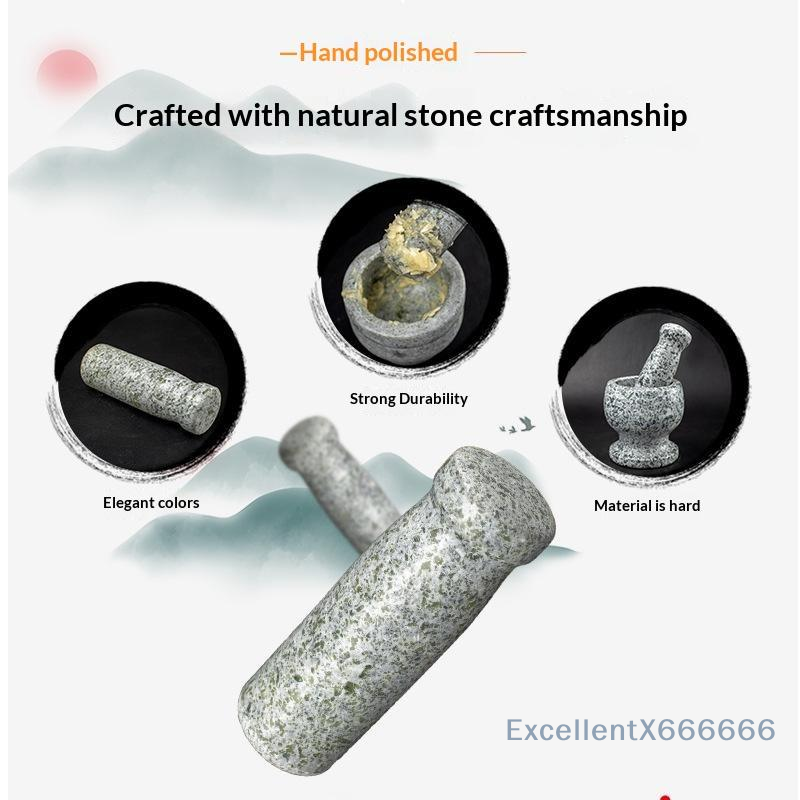 Mortar Pestle Granite - Naturalny granitowy zestaw tłuczka i moździerza,